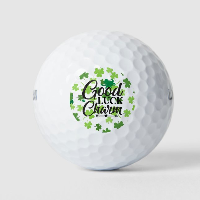 Good Luck  with shamrock  St. Patrick's Day  Golf Balls (Front)