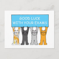 Good Luck with Your Exams Cartoon Cats
