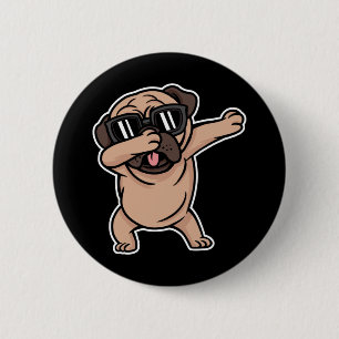 Good Mood Pug with Sunglasses Dabbing 6 Cm Round Badge