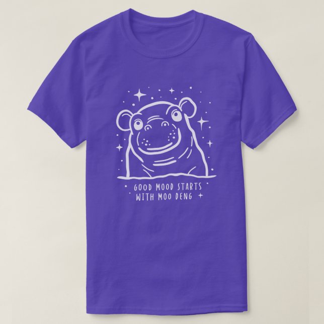 Good Mood with Moo Deng Cute Hippo T-Shirt (Design Front)