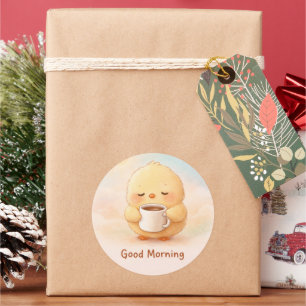 Good Morning Alma Chick Cute Coffee Sticker