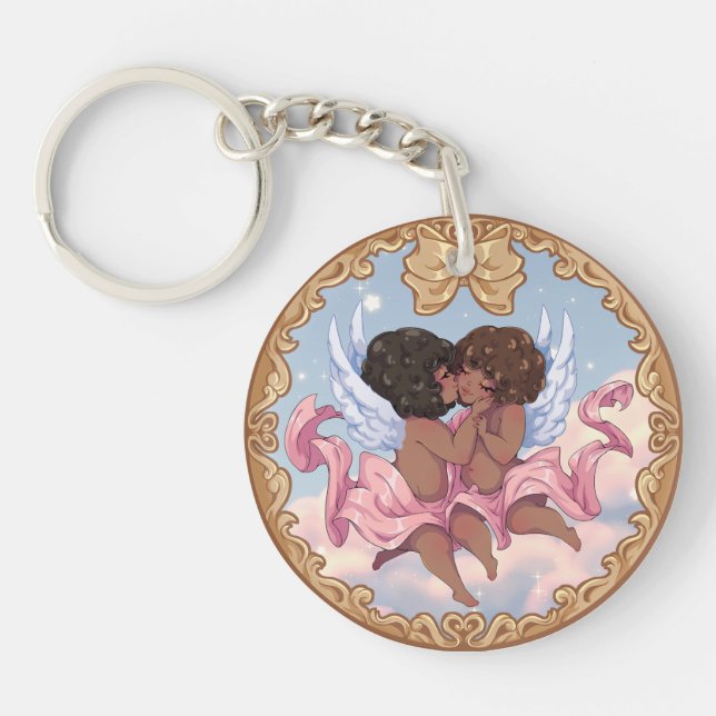 Good Morning Baby Angels Acrylic Keychain (Front)