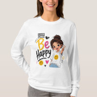 Good Morning Be Happy Cute Girl Peace Sign Smiley