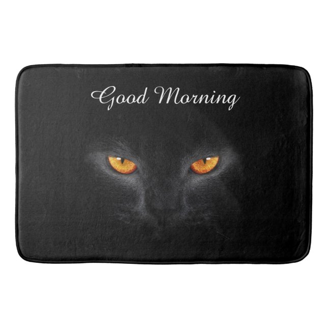 Good morning black cat bath mat (Front)