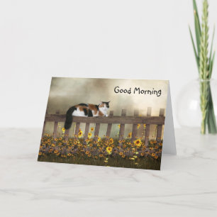 Good morning calico kitty card