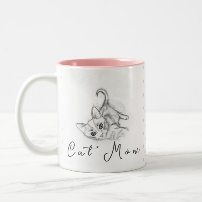 Good Morning Cat Mum  Two-Tone Coffee Mug (Left)