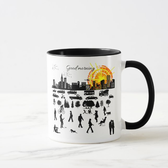 Good Morning, City funny, elegant, unique Mug (Right)