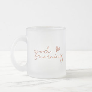 Good morning coffee mug in Rose Gold