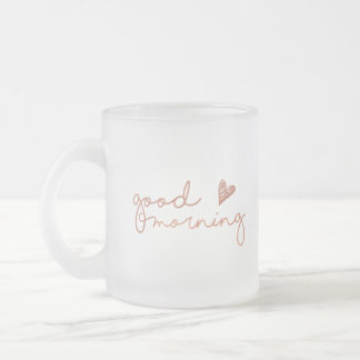 Good morning coffee mug in Rose Gold