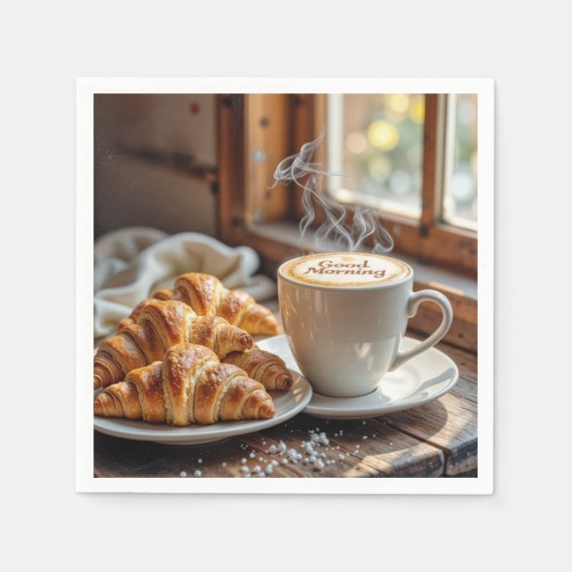 Good Morning Coffee With Croissants Napkin (Front)