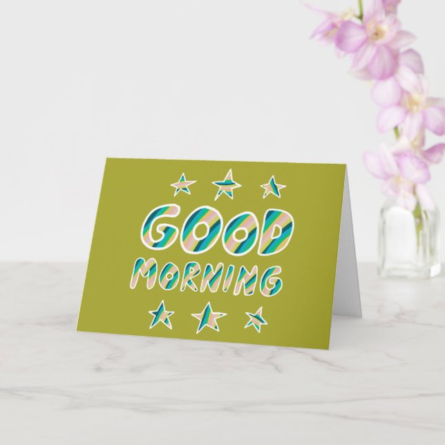 GOOD MORNING Colourful Cool Stripes CUSTOM Card (Orchid)
