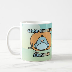 Good morning cute bird cartoon coffee mug