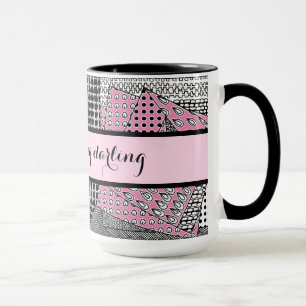 Good Morning Darling Pink Black Grey Ringer 15oz Mug