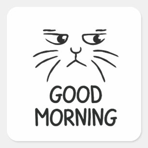 good morning design  square sticker