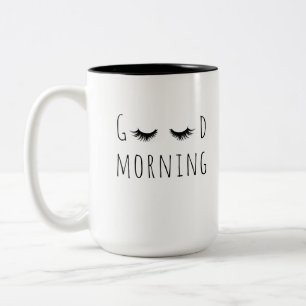 Good Morning eye lash Two-Tone Coffee Mug
