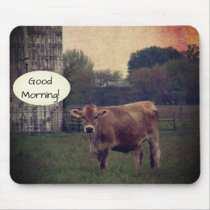 Good Morning from your Local Jersey Cow Farm Mouse Mat