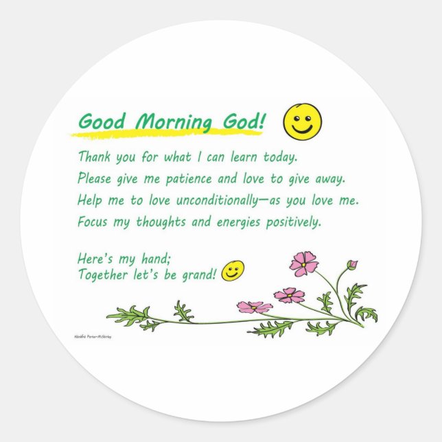 "Good Morning God!" Classic Round Sticker (Front)