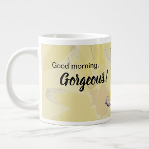 Good Morning, Gorgeous Abstract Yellow Flower Large Coffee Mug