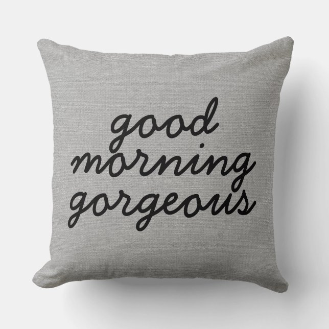 Good morning gorgeous rustic chic burlap linen jut cushion (Front)