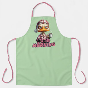 Good Morning Grumpy Duck With Coffee And Pyjamas Apron