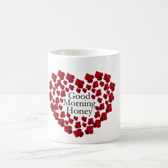 Good morning honey with love rose themed mug (Center)