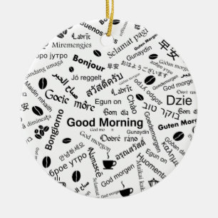 Good Morning in all languages of the Word Ceramic Tree Decoration