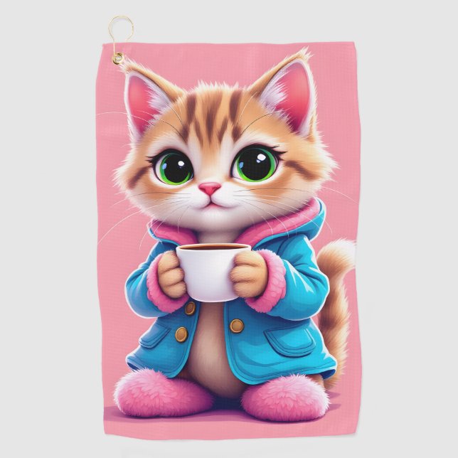 Good Morning Kitten Golf Towel (Front)