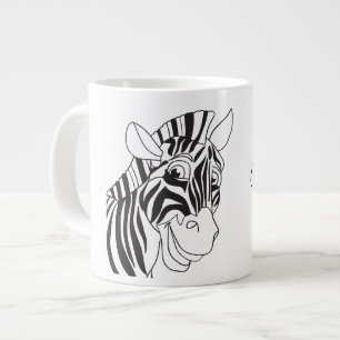 Good Morning Lettering Lovely Zebra Black & White Large Coffee Mug