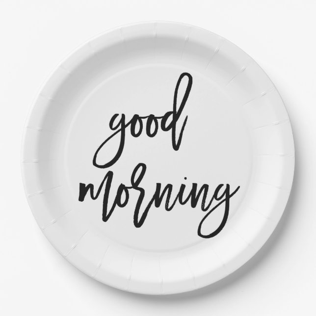 Good Morning | Modern Typography Breakfast Paper Plate (Front)
