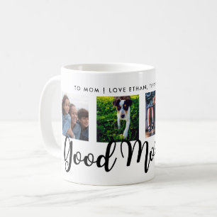 Good Morning   Modern Typography Four Photo Grid Coffee Mug
