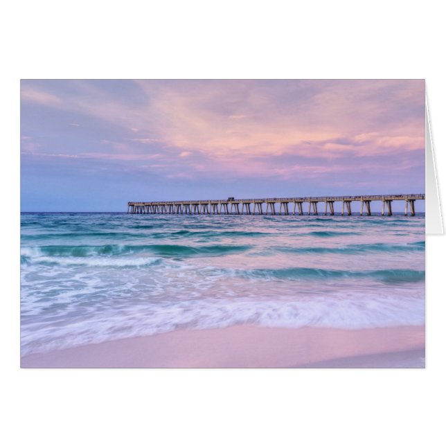 Good Morning Navarre Beach Pier Greeting Card (Front Horizontal)