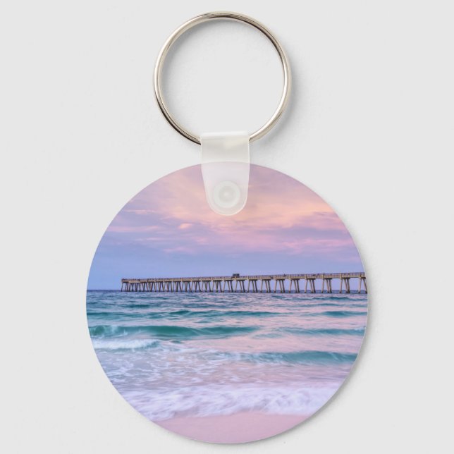 Good Morning Navarre Beach Pier Key Ring (Front)