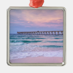 Good Morning Navarre Beach Pier Metal Tree Decoration