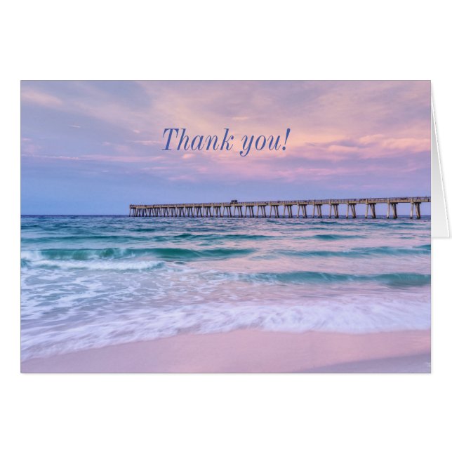 Good Morning Navarre Beach Pier Thank You Card (Front Horizontal)