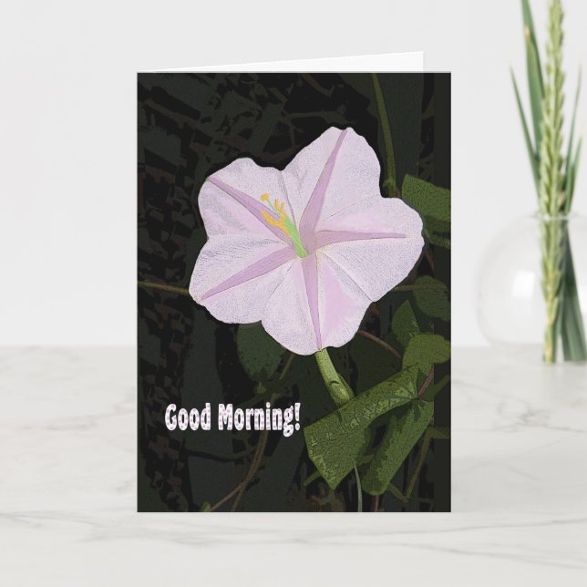 Good Morning Note Card Lavender Morning Glory (Front)