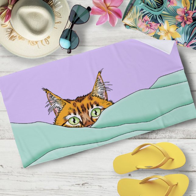 Good Morning Orange Cat Funny Beach Towel (Creator Uploaded)