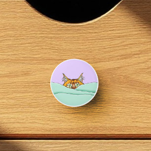 Good Morning Orange Cat Funny Ceramic Knob