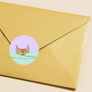 Good Morning Orange Cat Funny Classic Round Sticker