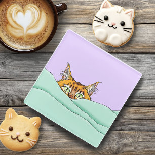 Good Morning Orange Cat Funny Glass Coaster
