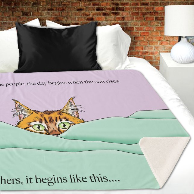 Good Morning Orange Cat Funny Sherpa Blanket (Creator Uploaded)