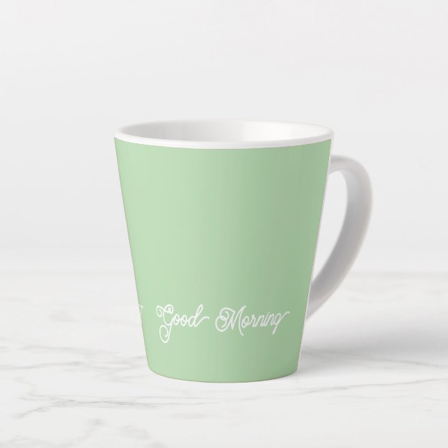 Good Morning Pastel Green    Latte Mug (Right Angle)