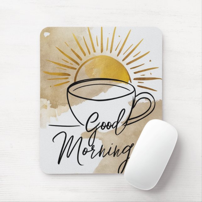 Good Morning Postcard Mouse Mat (With Mouse)
