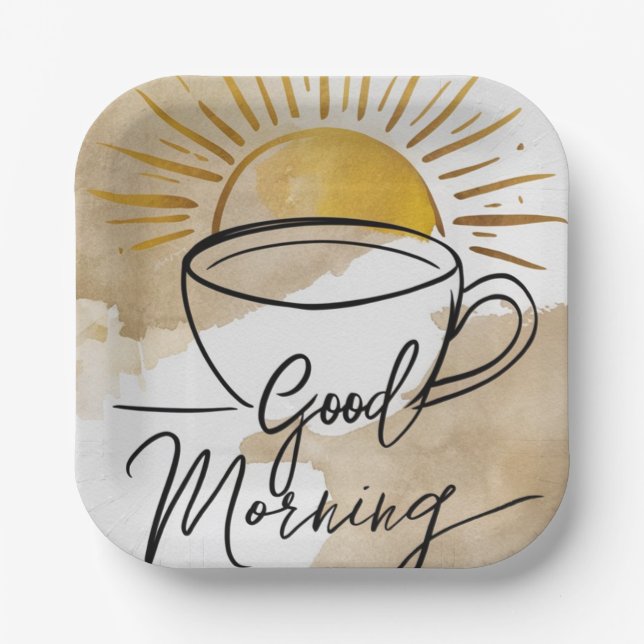 Good Morning Postcard Paper Plate (Front)