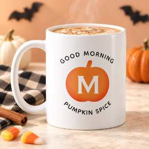 Good Morning Pumpkin Spice Orange Pumpkin Monogram Coffee Mug
