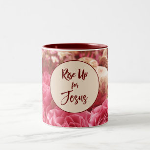 Good Morning; Rise up For Jesus Quote Two-Tone Coffee Mug