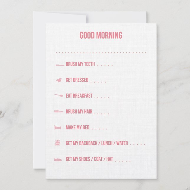 Good Morning Routine Checklist / Pink (Front)