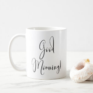"Good Morning" Simple Black Typography Coffee Mug