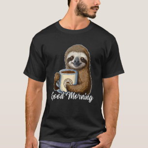 Good Morning Sloth Sloth Cute with Coffee Cup Say T-Shirt