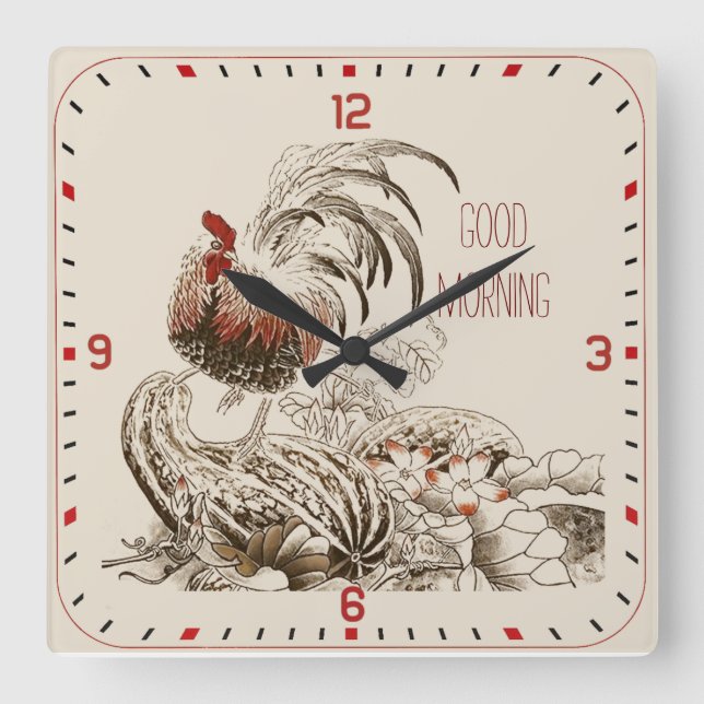 Good morning square wall clock (Front)
