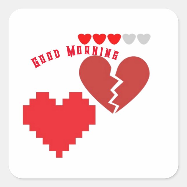 Good morning sticker with hearts (Front)